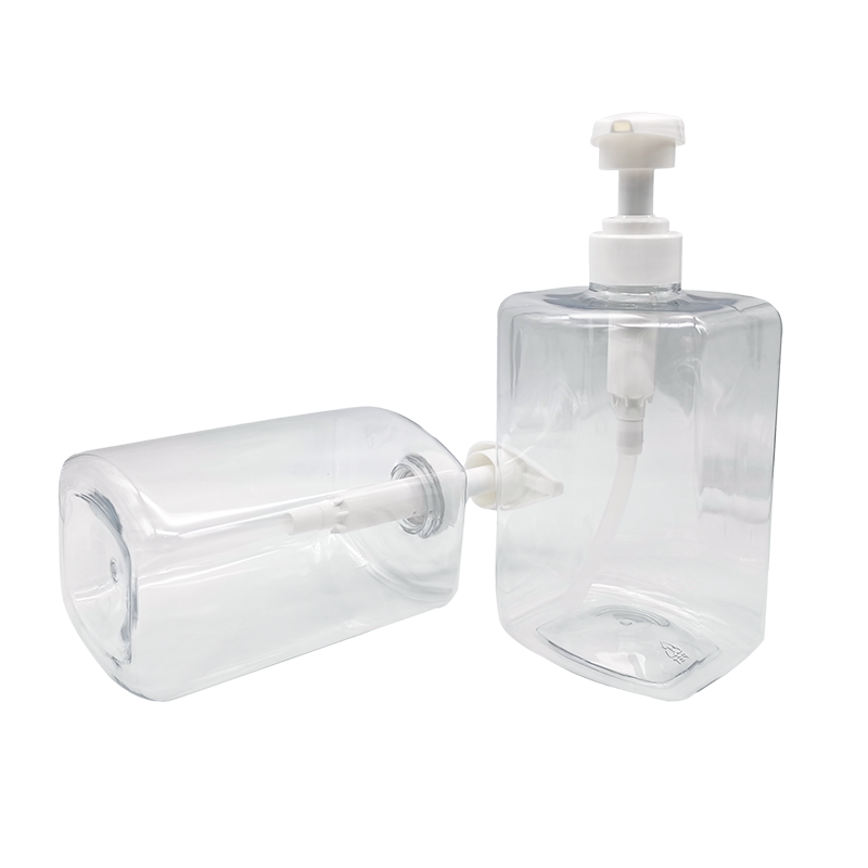 Flacone quadrato di lozione per gel doccia shampoo trasparente